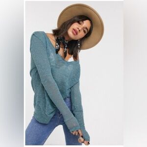 We The Free People Ocean Air Hacci Tunic Raw Hem Size S Boho Oversized Slouchy